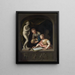 Una ragazza che disegna e un ragazzo vicino a una statua di Venere - Pieter van der Werff — quadro incorniciato alla parete