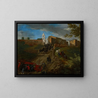 Pieter van Bloemen - Coach and Travelers at Madonna del Riposo Near Rome.webp