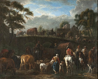 Pieter van Bloemen - Landscape with Peasants Soldiers and Cattle.webp