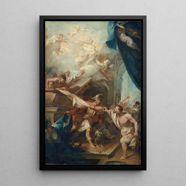 L'apparizione di una martire - Pietro Antonio Magatti — quadro incorniciato alla parete