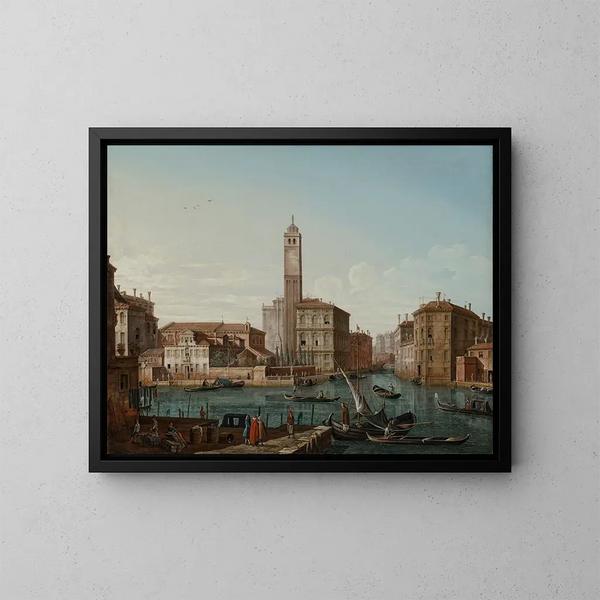 Venezia con il Grande Canale, S. Geremia e l'ingresso del Cannaregio - Pietro Bellotti — quadro incorniciato alla parete