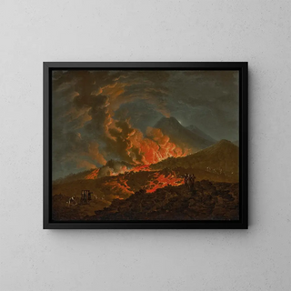 L'eruzione del Vesuvio di notte - Pietro Fabris — quadro incorniciato alla parete