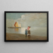 sulla spiaggia - Pietro Fragiacomo — quadro incorniciato alla parete