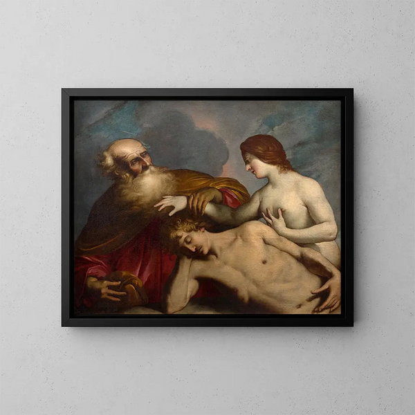 Creazione di Adamo ed Eva - Pietro Ricchi — quadro incorniciato alla parete