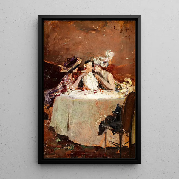 Au café - Pietro Scoppetta — quadro incorniciato alla parete