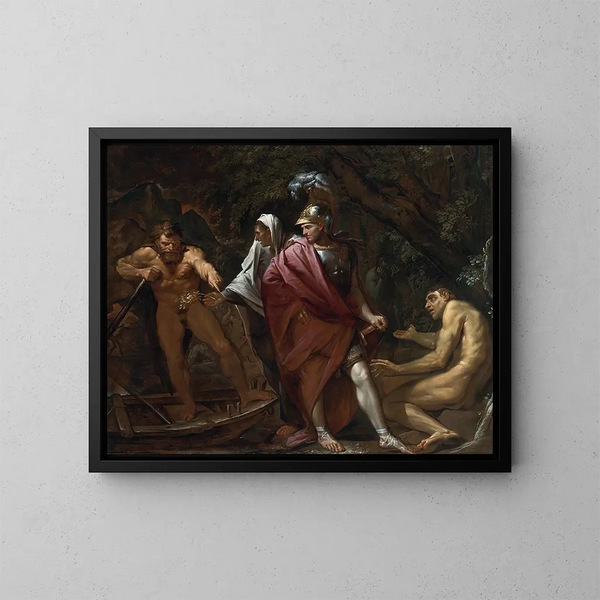Enea sulle rive dello Stige - Pietro Testa — quadro incorniciato alla parete