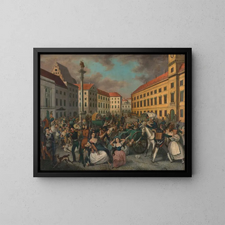 L'evacuazione dei bambini polacchi a Varsavia da parte dei Moscoviti nel 1831 - Piotr Michałowski — quadro incorniciato alla parete