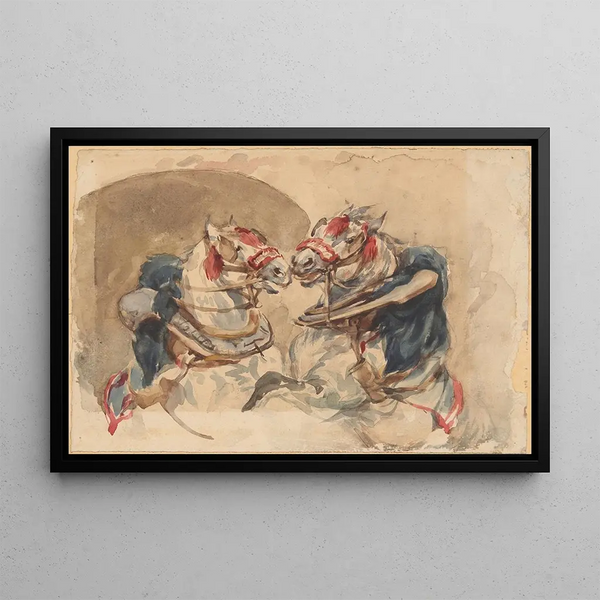 Due cavalli trainati - Piotr Michałowski — quadro incorniciato alla parete