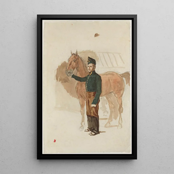 Palefrenier avec un cheval - Piotr Michałowski — quadro incorniciato alla parete
