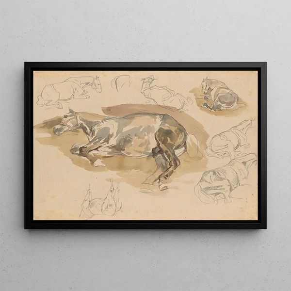 Studi e schizzi di cavalli al galoppo - Piotr Michałowski — quadro incorniciato alla parete