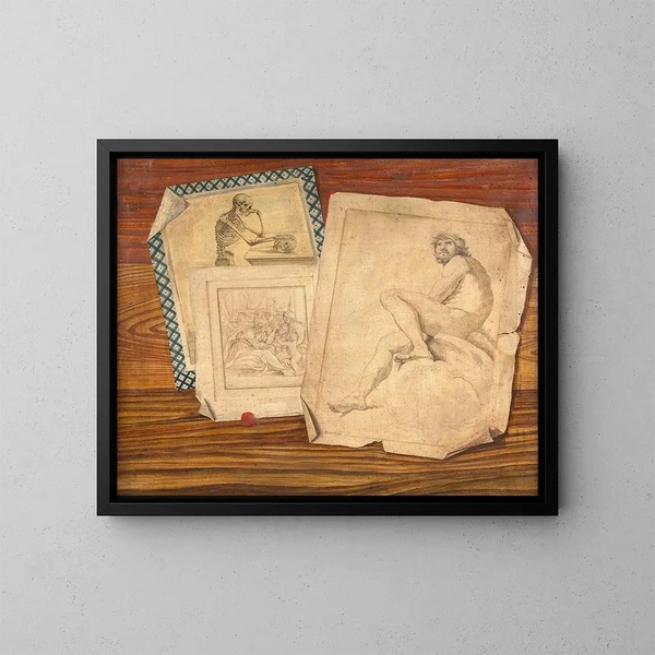 Trompe-l'œil aux trois estampes - Pompeo Lapi — quadro incorniciato alla parete