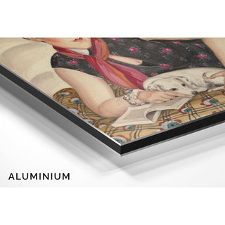 Portrait d'une femme lisant avec un chien - Gerda Wegener | Reproduction Tableau Décoration murale affiche copie