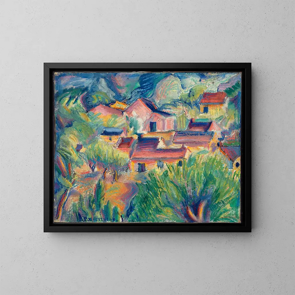 Case e paesaggio - Preston Dickinson — quadro incorniciato alla parete
