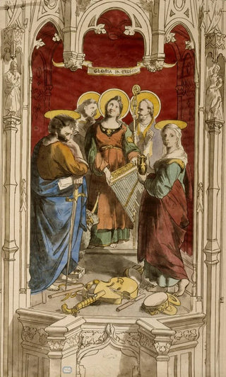 Prosper Lafaye - Assemble de saints dans un dcor darchitecture.webp