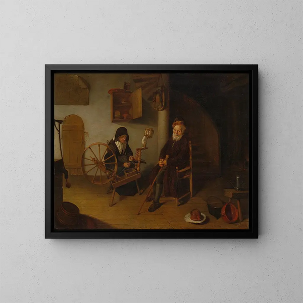 La fileuse - Quirijn van Brekelenkam — quadro incorniciato alla parete