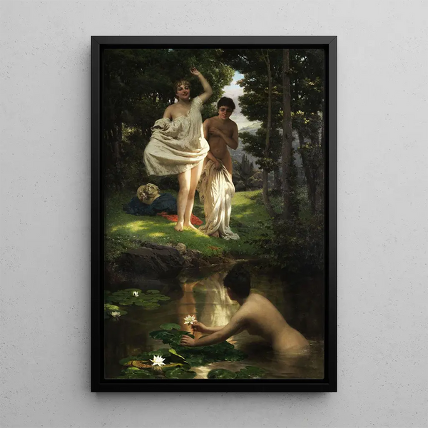 Jeunes filles se baignant à une source forestière - Raffaele Giannetti — quadro incorniciato alla parete