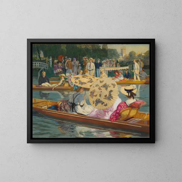 Pesca sul Tamigi - Raimund Germela — quadro incorniciato alla parete