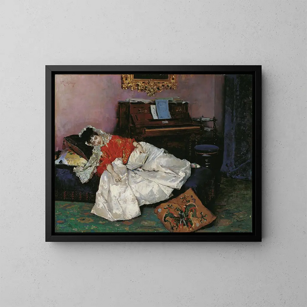 La lettura di Aline Masson - Raimundo de Madrazo y Garreta — quadro incorniciato alla parete
