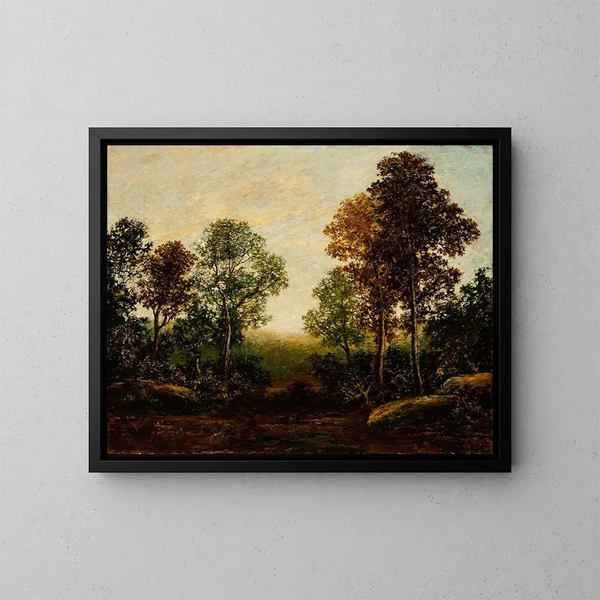 Paesaggio con alberi - Ralph Albert Blakelock — quadro incorniciato alla parete