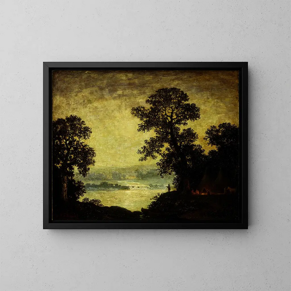 Campeggio indiano al chiaro di luna - Ralph Albert Blakelock — quadro incorniciato alla parete