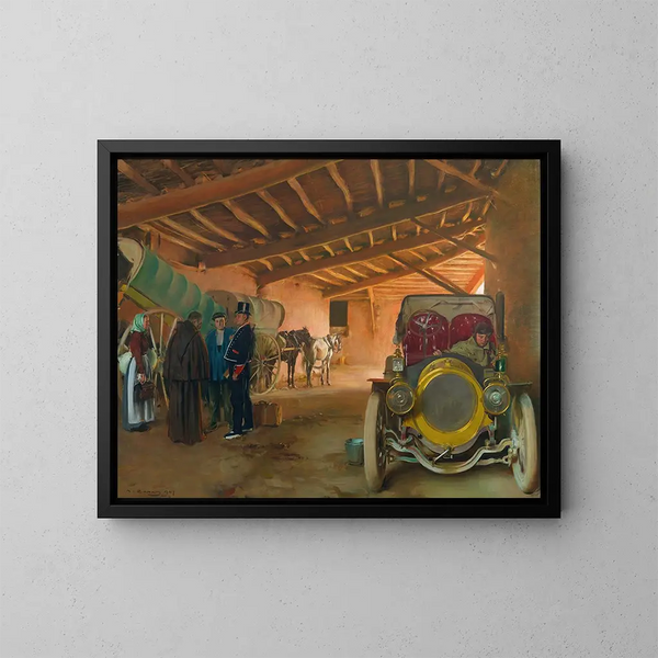 Il garage a automobili - Ramon Casas — quadro incorniciato alla parete