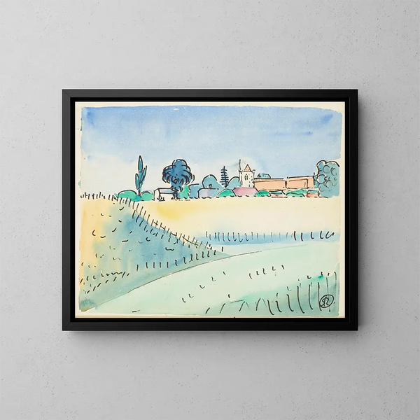 Paesaggio con chiesa - Raymond McIntyre — quadro incorniciato alla parete
