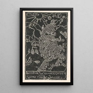 Reijer Stolk - Kerstkaart met heuvellandschap en meer.webp