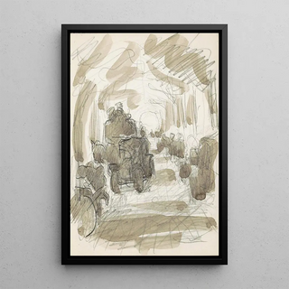 Reijer Stolk - Overdekte galerij met figuren en een paardenkar.webp