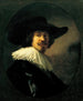 Ritratto di un uomo con cappello a tesa larga - Rembrandt van Rijn — vista dell’opera
