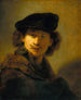 Autoritratto con berretto di velluto - Rembrandt van Rijn — vista dell’opera