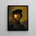 Autoritratto con berretto di velluto - Rembrandt van Rijn — quadro incorniciato alla parete