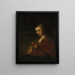 Donna con una rosa - Rembrandt van Rijn — quadro incorniciato alla parete