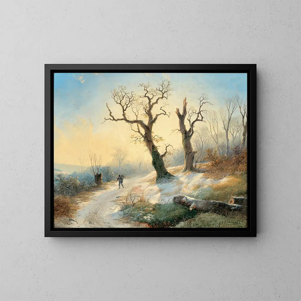Ritorno a casa in inverno - Remigius Adrianus van Haanen — quadro incorniciato alla parete