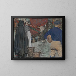 Arrivée des barges à moules - René Bosiers — quadro incorniciato alla parete