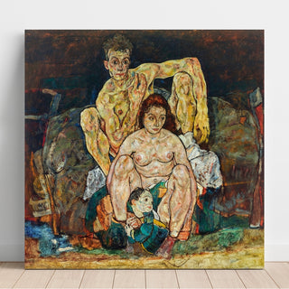 Reproduction Couple humain accroupi La famille - Egon Schiele