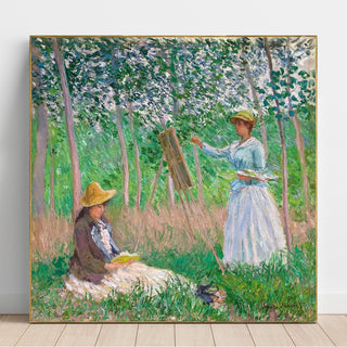 Reproduction Dans les bois de Giverny : Blanche Hoschede à son chevalet avec Suzanne Hoschede en train de lire - Claude Monet