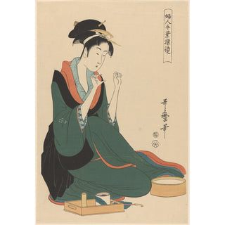 Reproduction Femme avec du fil - Kitagawa Utamaro