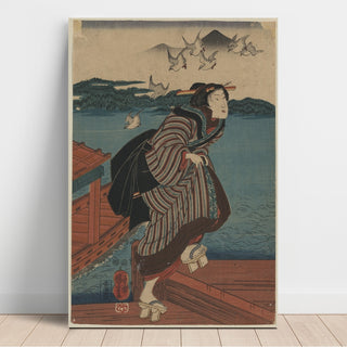 Reproduction Femme sur le quai - Utagawa Kuniyoshi