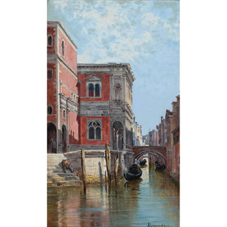 Reproduction Gondoliers sur un canal vénitien - Antonietta Brandeis