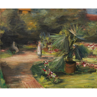 Reproduction Jardin avec palmier et deux figures féminines - Max Liebermann