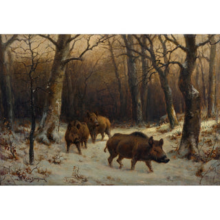 Reproduction Sangliers dans la neige - Rosa Bonheur