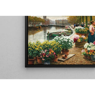 Reproduction Un marché aux fleurs à Amsterdam - Henri Houben