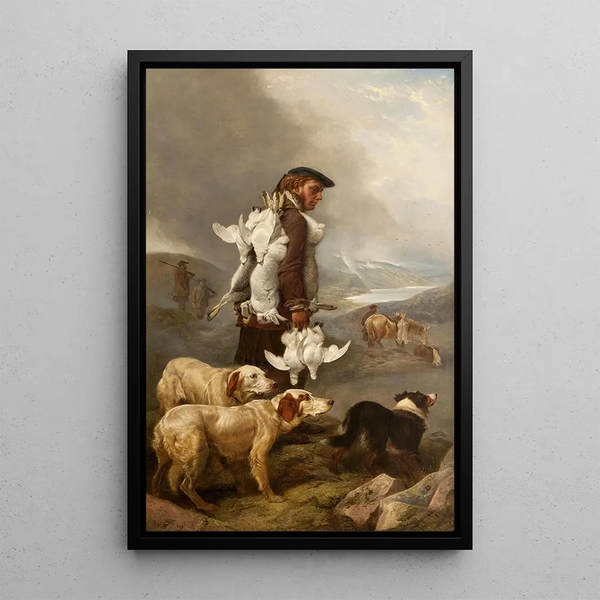 Caccia d'inverno con lepri e lagopedi - Richard Ansdell — quadro incorniciato alla parete