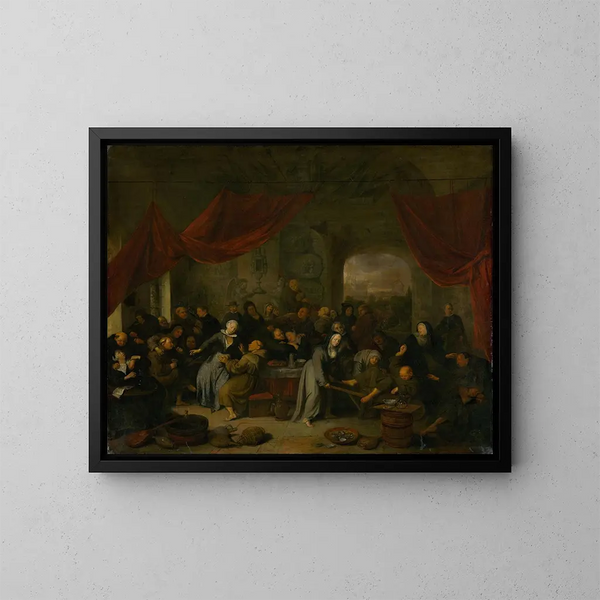 Divertimento dei monaci in un chiostro romano - Richard Brakenburgh — quadro incorniciato alla parete