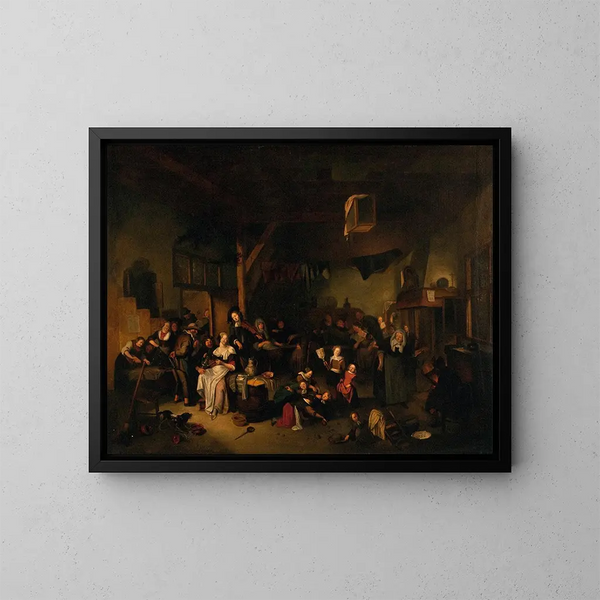 Scène di taverna - Richard Brakenburgh — quadro incorniciato alla parete