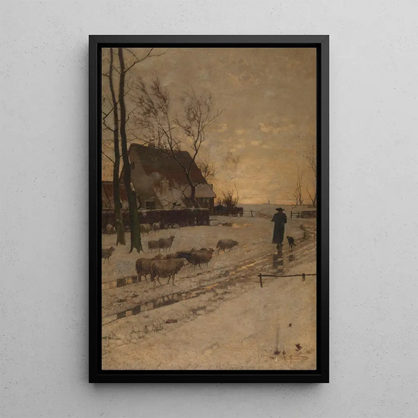Paesaggio invernale vicino a Düsseldorf - Richard Burnier — quadro incorniciato alla parete