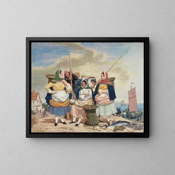 Mercato del pesce sul mare - Richard Dadd — quadro incorniciato alla parete