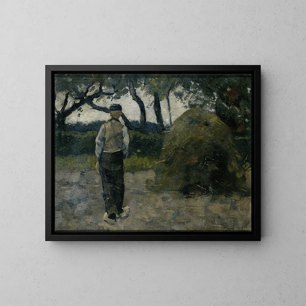 Un contadino vicino a un covone di fieno - Richard Nicolas Roland Holst — quadro incorniciato alla parete