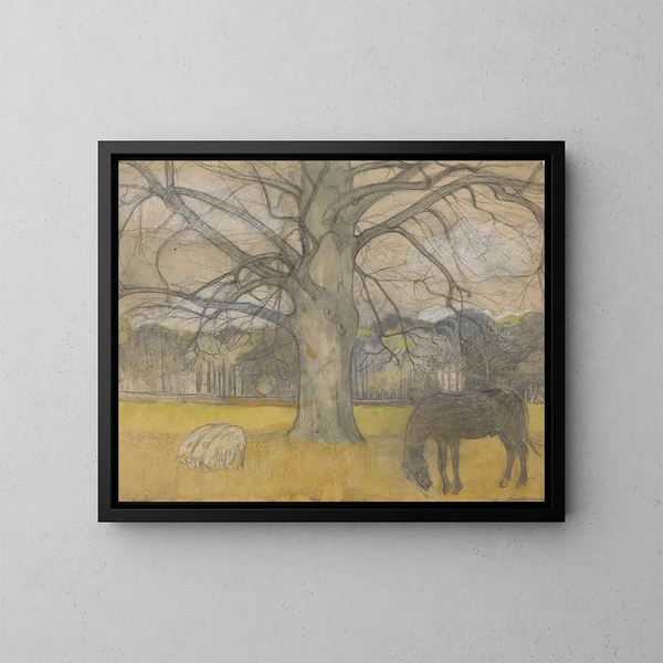 Kale buisson su una prateria con pecore e un cavallo - Richard Nicolas Roland Holst — quadro incorniciato alla parete