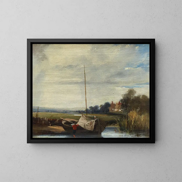 Una fiume in Normandia - Richard Parkes Bonington — quadro incorniciato alla parete